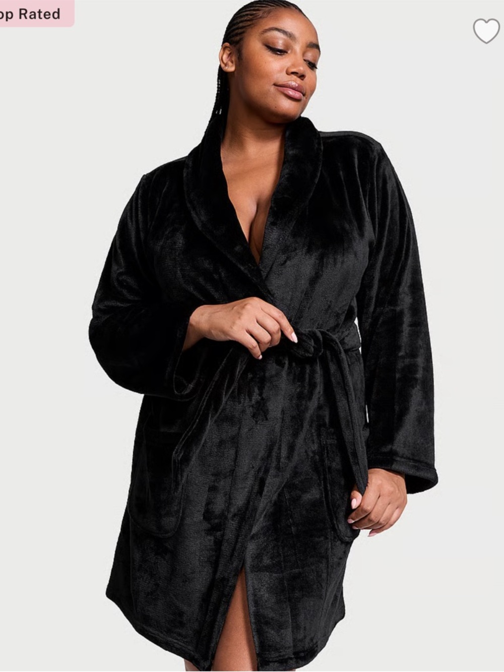 Victoria Secret Plush Cozy Robe M/L Black